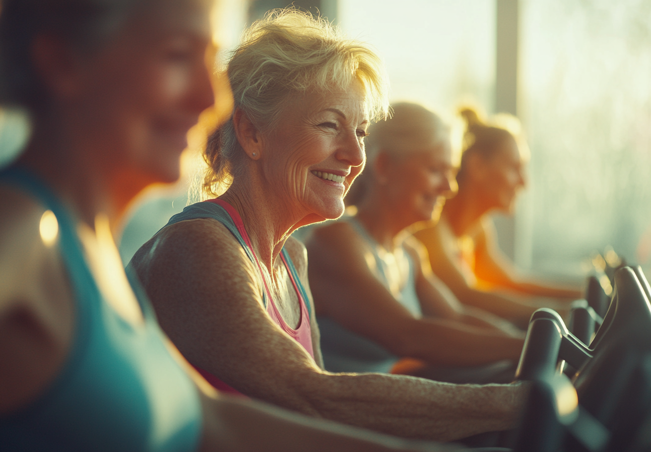 Старші люди займаються фітнесом разом